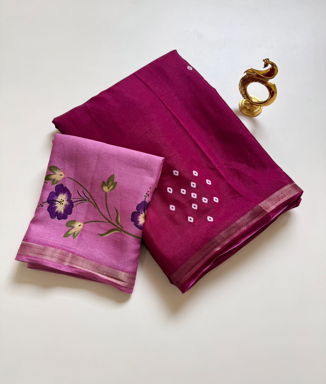 Exclusive Contrast Border Mysore Crepe Silk Saree with Chit Pallu